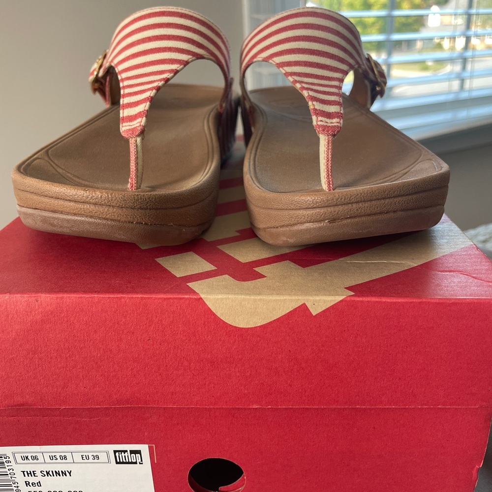 FitFlop Red and White Striped Sandals
